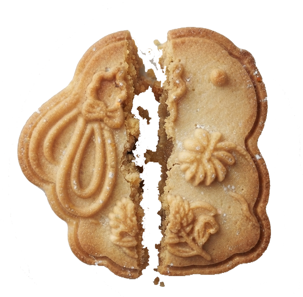 Almond Crisp cookie broken in half